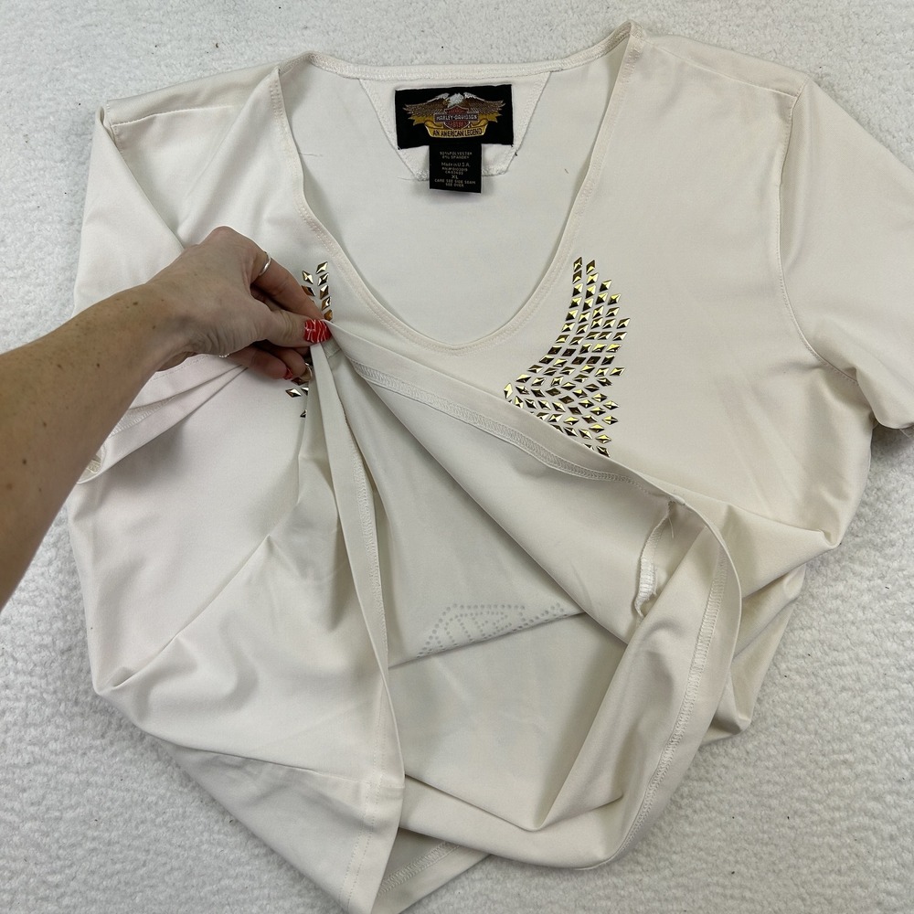 Harley Davidson Shirt Womens XL Eagle Bling Rhinestone USA Made Vintage Style‎ - Picture 6 of 12